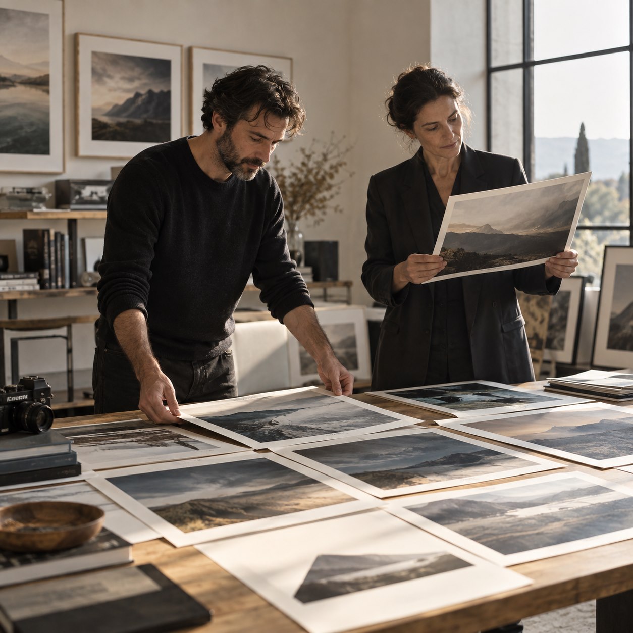 Un artista presenta il proprio portfolio a una curatrice